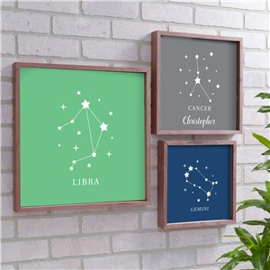 Personalized Zodiac Star Signs Pallet Wall Decor - Denim - 10x10 Wood Plank by Gifts For You Now