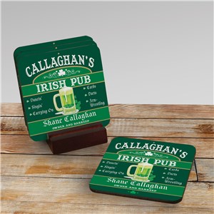 Irish Pub Personalized Coaster Set by Gifts For You Now
