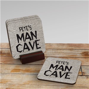Man Cave Personalized Coaster Set by Gifts For You Now