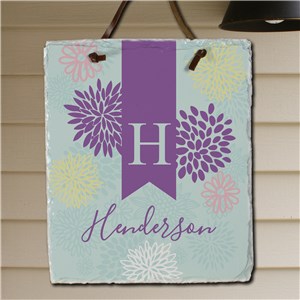 Image of Personalized Abstract Floral Slate Decoration
