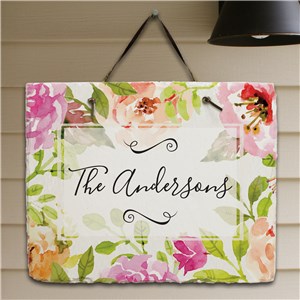 Personalized Floral Watercolor Slate Plaque by Gifts For You Now