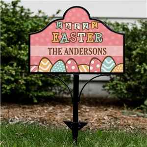 Image of Happy Easter Eggs Magnetic Personalized Yard Sign Set