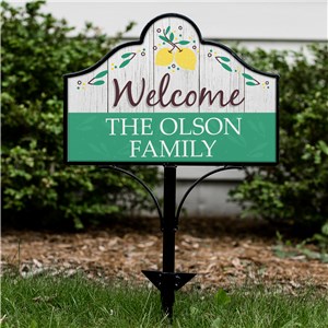 Image of Welcome Lemon Wreath Personalized Magnetic Yard Sign Set