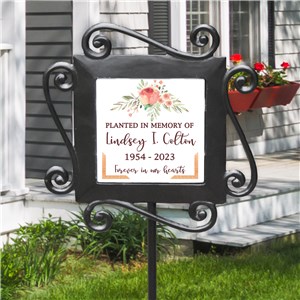 Personalized Planted In Memory Of Floral Garden Stake by Gifts For You Now