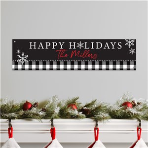 Personalized Plaid Happy Holidays Sign by Gifts For You Now