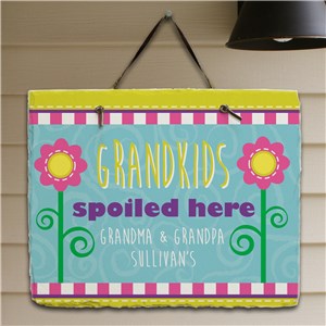 Image of Personalized Grandchildren Spoiled Here Slate Plaque