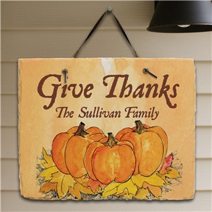 Image of Give Thanks Personalized Slate Plaque
