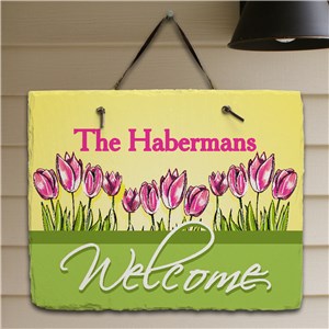 Image of Spring Tulips Personalized Welcome Plaque
