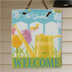 Image of Personalized Spring Watering Can Welcome Plaque