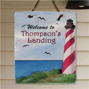 Image of Personalized Lighthouse Welcome Slate Plaque
