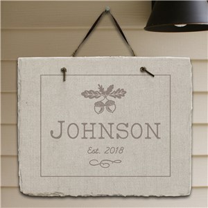 Image of Fall Acorn Personalized Slate Plaque