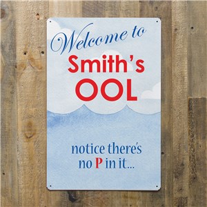 Image of Personalized Pool Welcome Metal Wall Sign