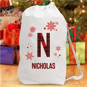 Personalized Name & Plaid Initial Gift Sack by Gifts For You Now