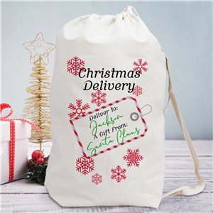 Personalized Christmas Delivery Tag Gift Sack by Gifts For You Now