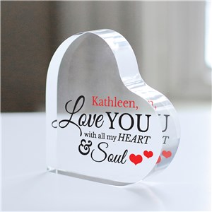 Personalized All My Heart And Soul Large Acrylic Heart Keepsake by Gifts For You Now