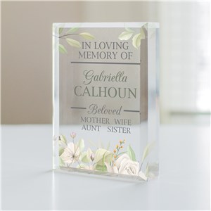 Personalized Floral in Loving Memory Acrylic Keepsake Block by Gifts For You Now