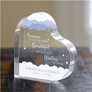 Personalized Heaven is a Little More Beautiful Acrylic Heart Keepsake by Gifts For You Now