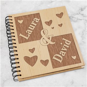 Personalized Engraved Couple's Wood Photo Album by Gifts For You Now