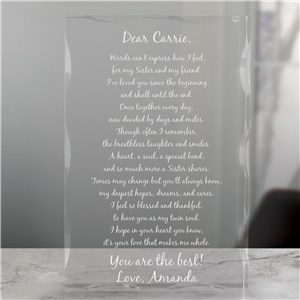 To My Sister Personalized Keepsake Block by Gifts For You Now