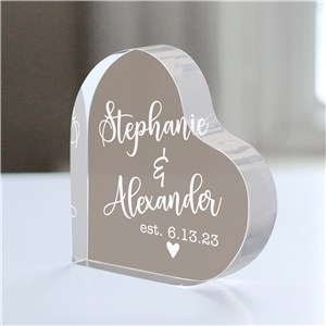 Personalized Names & Date Large Acrylic Heart Keepsake by Gifts For You Now