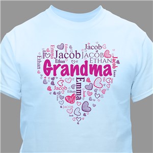 Personalized Grandma's Heart Word-Art T-Shirt by Gifts For You Now