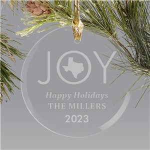 Personalized Engraved State Round Glass Christmas Ornament by Gifts For You Now