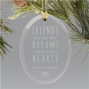 Personalized Engraved Friends Oval Glass Holiday Christmas Ornament by Gifts For You Now