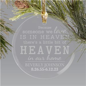 Personalized Round Glass Engraved Memorial Christmas Ornament by Gifts For You Now