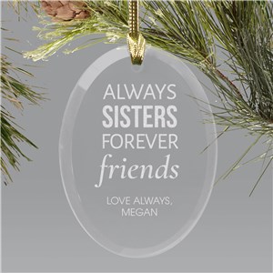 Personalized Engraved Sister Oval Glass Christmas Ornament by Gifts For You Now
