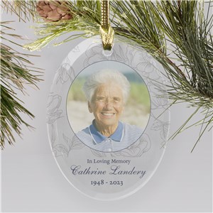 Personalized Customized Floral Photo Memorial Christmas Ornament For Mom by Gifts For You Now