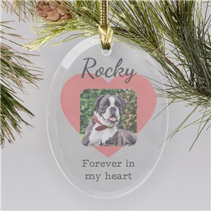 Personalized Heart Photo Memorial Glass Holiday Christmas Ornament by Gifts For You Now