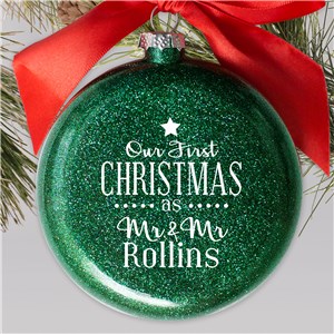 Personalized Our First Christmas Glass Holiday Christmas Ornament by Gifts For You Now photo