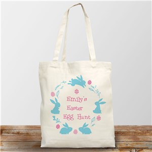 Image of Bunny Wreath Personalized Easter Tote