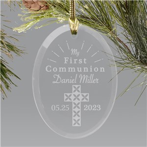 Personalized Engraved First Communion Cross Holiday Christmas Ornament by Gifts For You Now