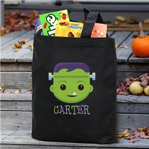 Personalized Frankenstein Black Trick or Treat Bag Tote by Gifts For You Now