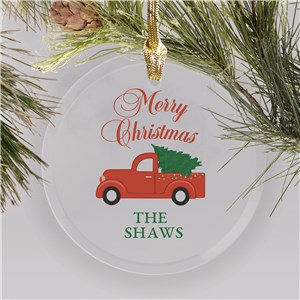 Personalized Merry Christmas Or Happy Holidays Choice Glass Christmas Ornament by Gifts For You Now