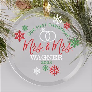 Personalized Our First Christmas As Mr And Mrs Glass Holiday Christmas Ornament by Gifts For You Now