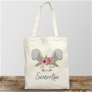 Personalized Flower Crowned Bunny Tote Bag by Gifts For You Now