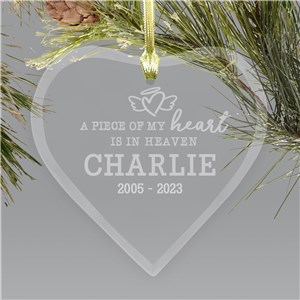 Personalized Engraved Piece Of My Heart Glass Christmas Ornament by Gifts For You Now