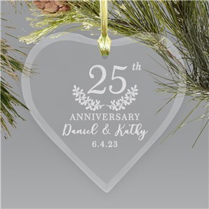 Personalized Engraved Anniversary Heart Christmas Ornament by Gifts For You Now