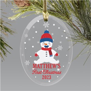 Personalized First Christmas Snow Baby Glass Christmas Ornament by Gifts For You Now