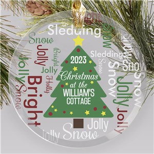Personalized Christmas Tree Word Art Round Glass Christmas Ornament by Gifts For You Now