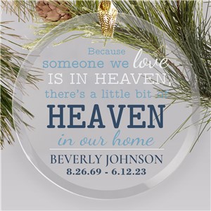 Personalized Someone We Love Is In Heaven Round Glass Christmas Ornament by Gifts For You Now