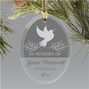 Personalized In Memory Of Dove Glass Oval Memorial Christmas Ornament For Mom by Gifts For You Now
