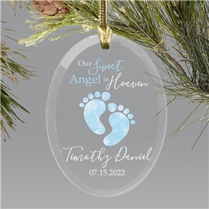 Personalized Our Sweet Angel In Heaven Footprints Oval Christmas Ornament by Gifts For You Now