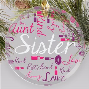 Personalized Makeup Word Art Round Glass Christmas Ornament by Gifts For You Now
