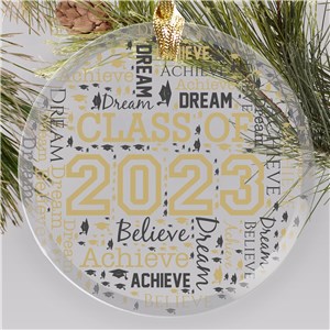 Personalized Graduation Word Art Glass Christmas Ornament by Gifts For You Now