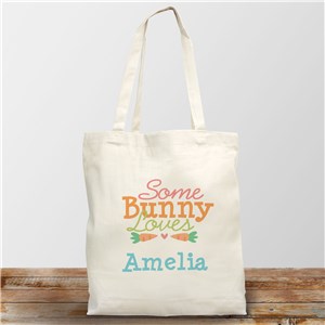 Personalized Somebunny Loves Me Easter Tote Bag by Gifts For You Now