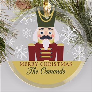 Personalized Nutcracker Round Glass Christmas Ornament by Gifts For You Now