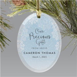 Personalized Precious Gift Oval Glass Christmas Ornament by Gifts For You Now